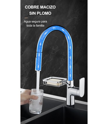 Rubinetto Cucina LH-123 | Griglia Scaffale | Rame Monoleva 2 Vie | Estrabile 2 Modi