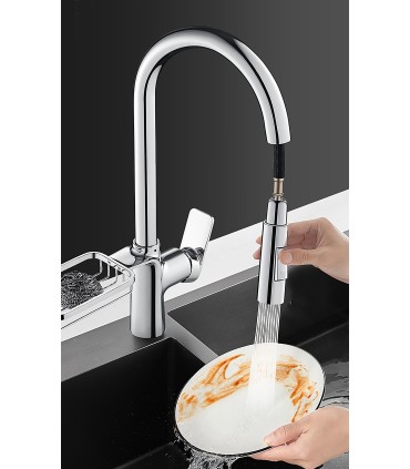 Grifo Cocina LH-123 | Estante Rejilla | Cobre Monomando 2 Vías | Extraíble 2 Modos