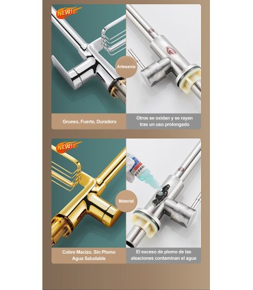 Kitchen Faucet LH-123 | Shelf Rack | Copper Single Lever 2 Ways | Pull-Out 2 Modes