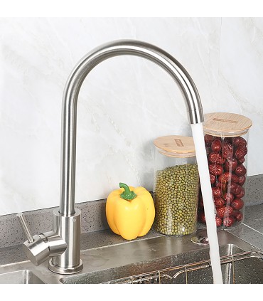 Keuken- en wastafelkraan LH-119 | Enkelhandkraan met twee waterwegen in roestvrij staal 304 | 360º draaiing