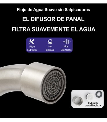 Grifo de Cocina y Lavabo LH-119 | Monomando de Dos Vías en Acero Inoxidable 304 | Giro 360º