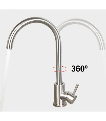 Keuken- en wastafelkraan LH-119 | Enkelhandkraan met twee waterwegen in roestvrij staal 304 | 360º draaiing
